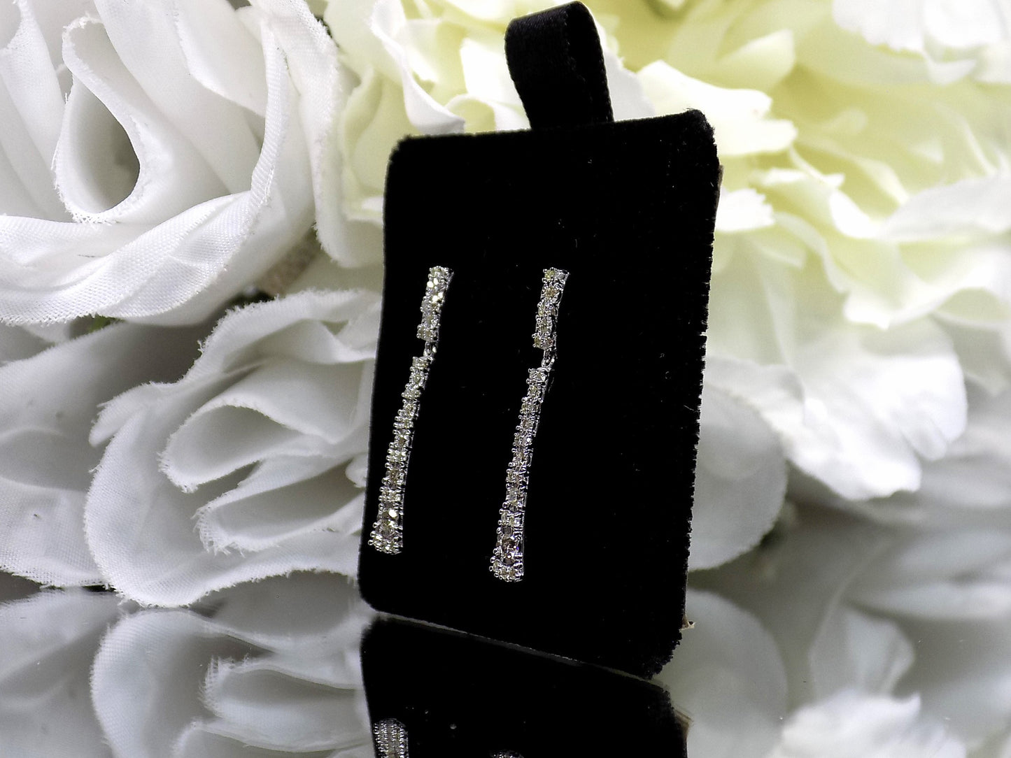 Women's .33ct TW Natural Diamond Dangle / Post Earrings in Solid 10K White Gold