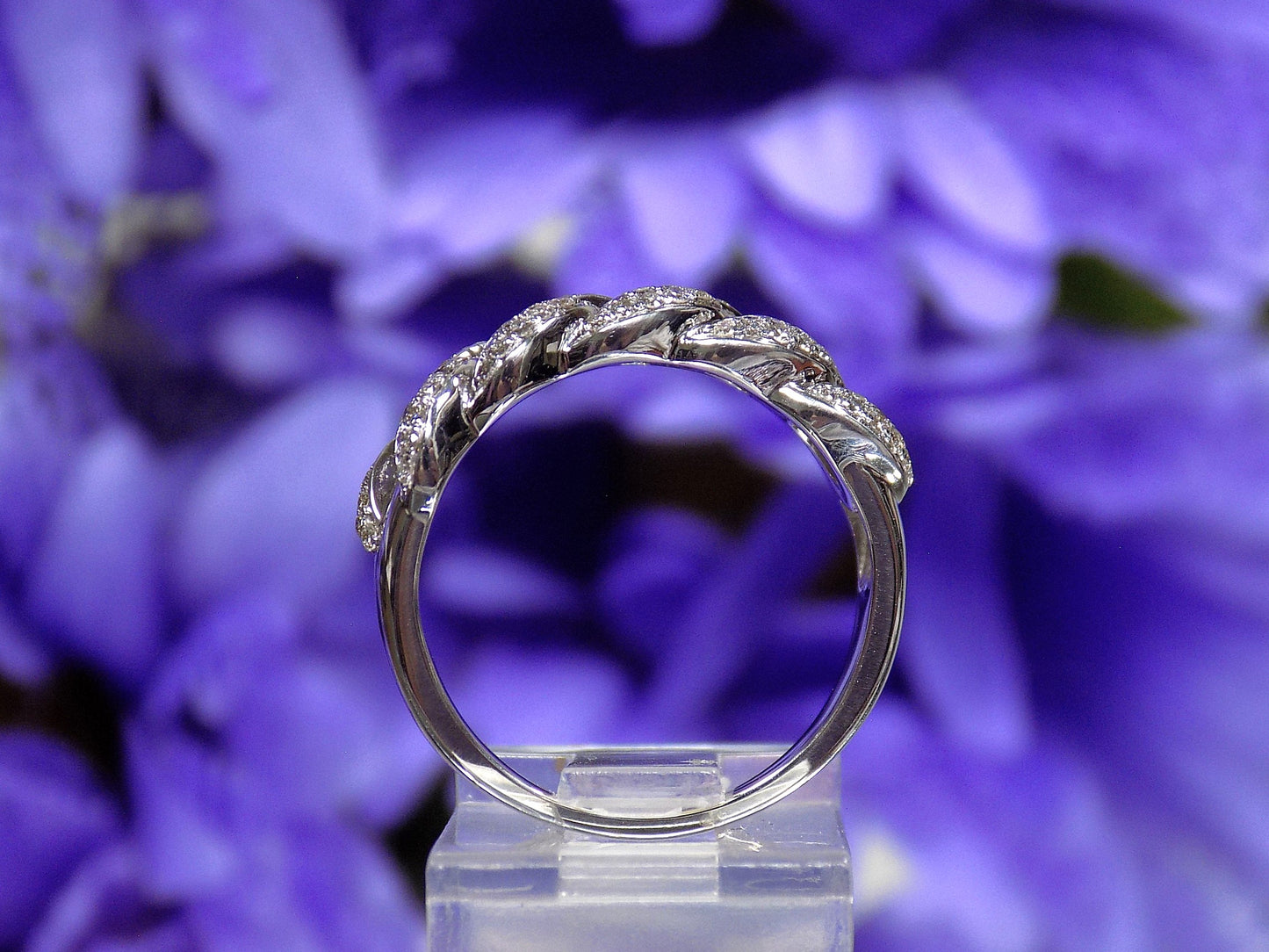 Women's .50ct TW Natural Diamond Band - Link Style Pave' Set in 14K White Gold