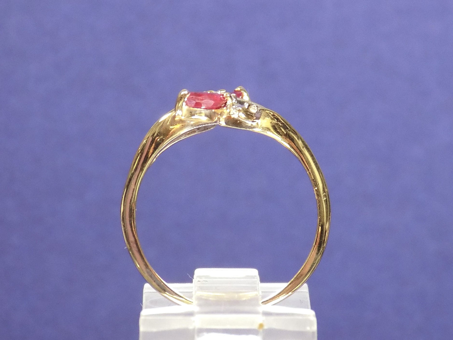 Women's .32ct TW Natural Marquise Shape Ruby & Diamond Ring in 10K Yellow Gold