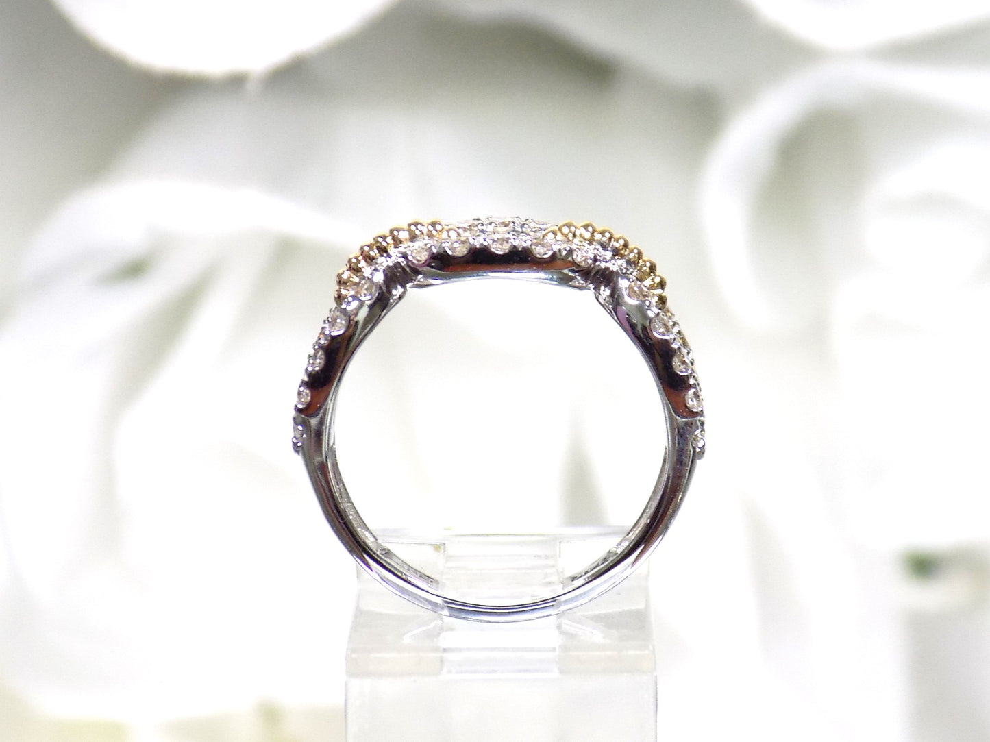 .75ct TW Heritage Style Link Rope Wide Diamond Band in 14K White & Yellow 2-Tone Gold Gold