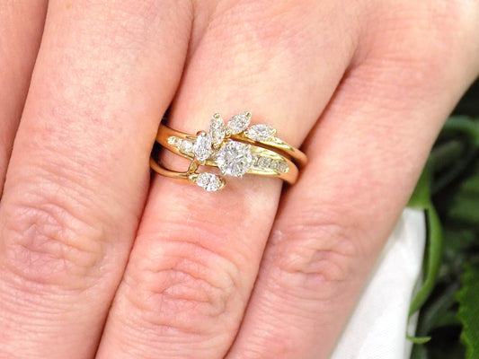 .77ct TW Custom Designed Natural Round Brilliant Diamond Wedding Set with a .25ct Round Center in 14K Yellow Gold (Matching Band/Wrap Included)