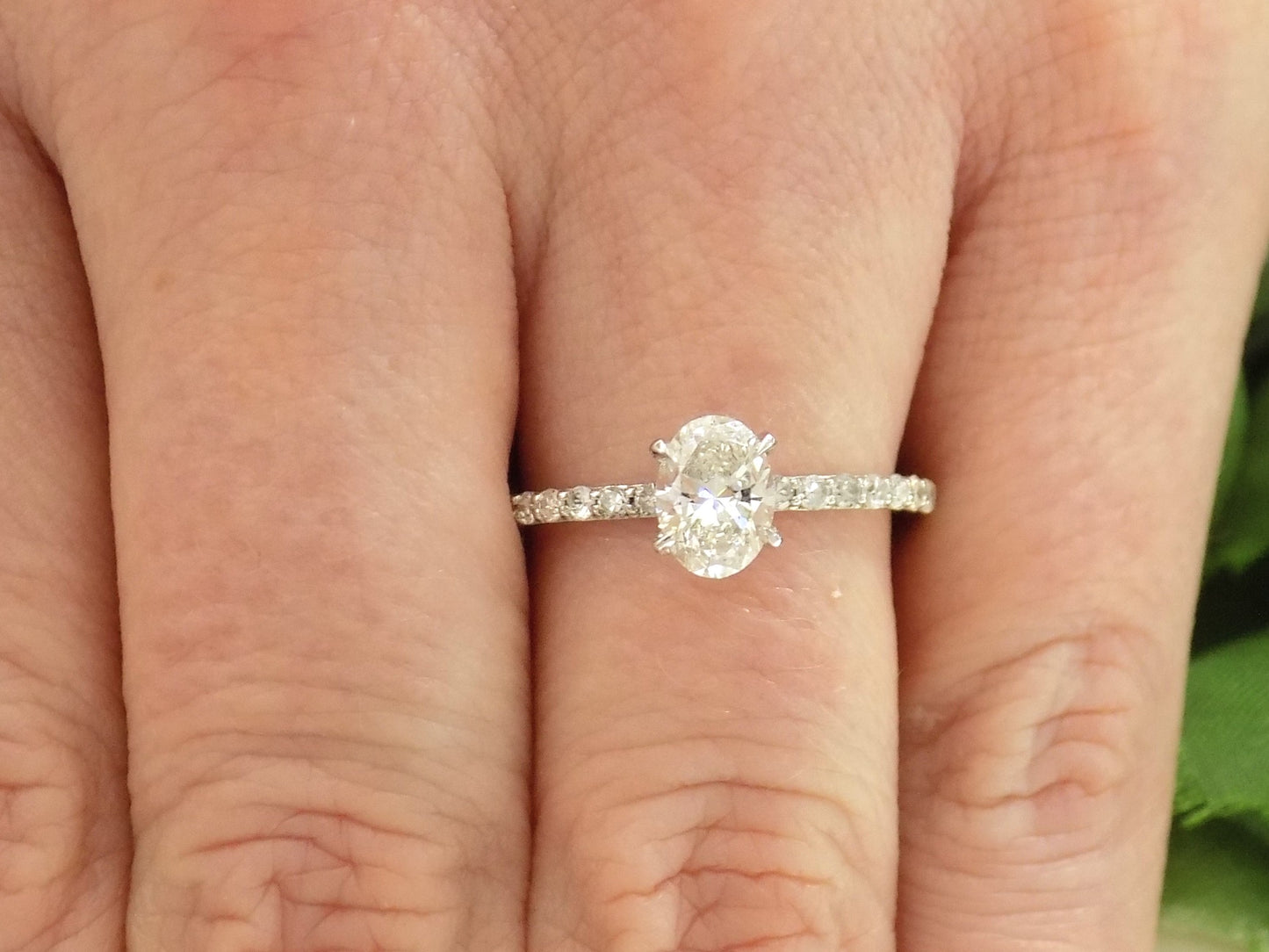 Women's 1.00ct TW Hidden Halo Style Natural Oval Shape Diamond Engagement Ring in 14K White Gold