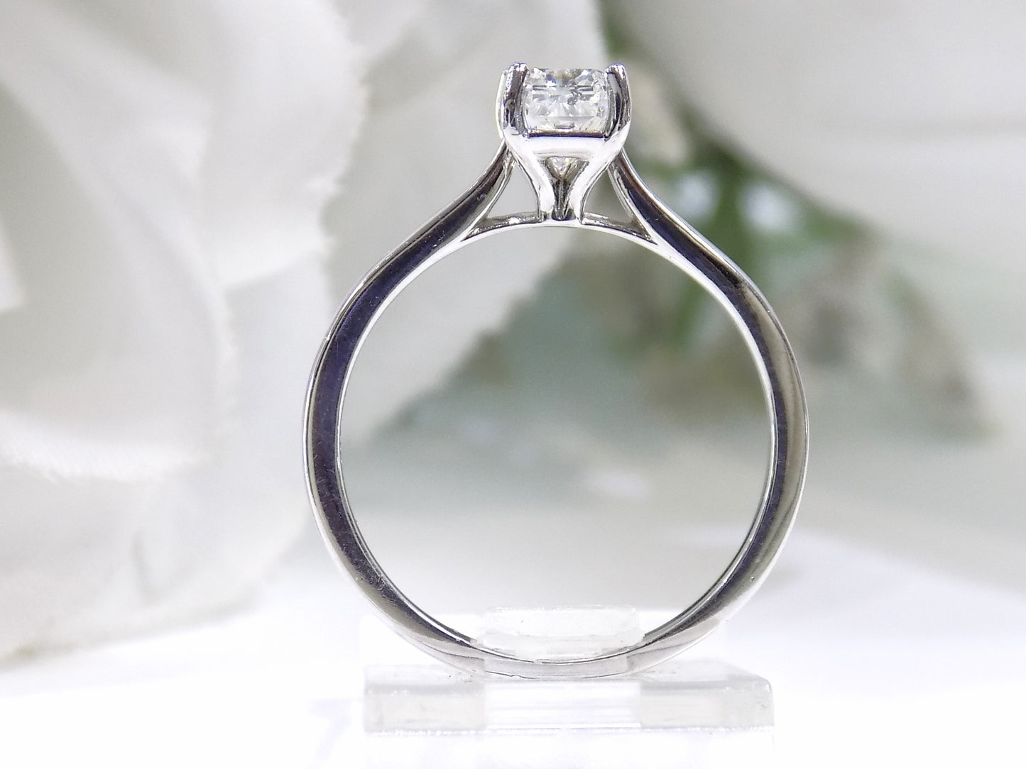 1.00ct Natural Radiant Cut Diamond Solitaire in 14K White Gold Tiffany Style Mounting