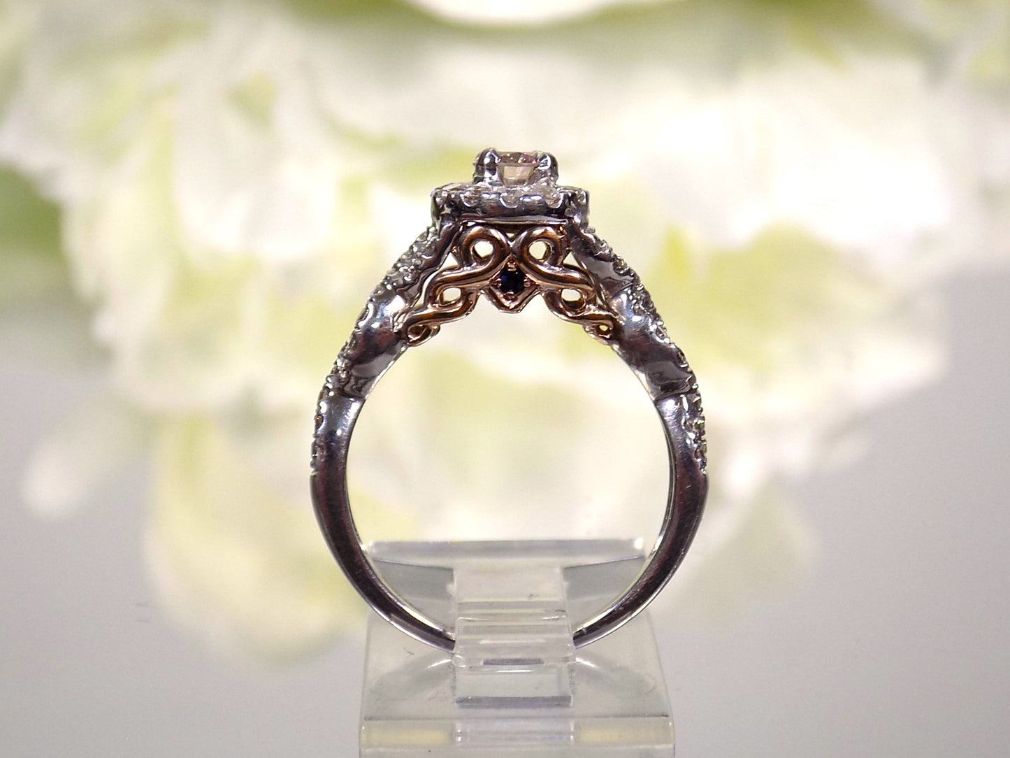 Women's 1.02ct TW Halo Infinity Style 2-Piece Natural Round Diamond Wedding Set or Bridal Set - Engagement Ring + Matching Band in 14K White Gold