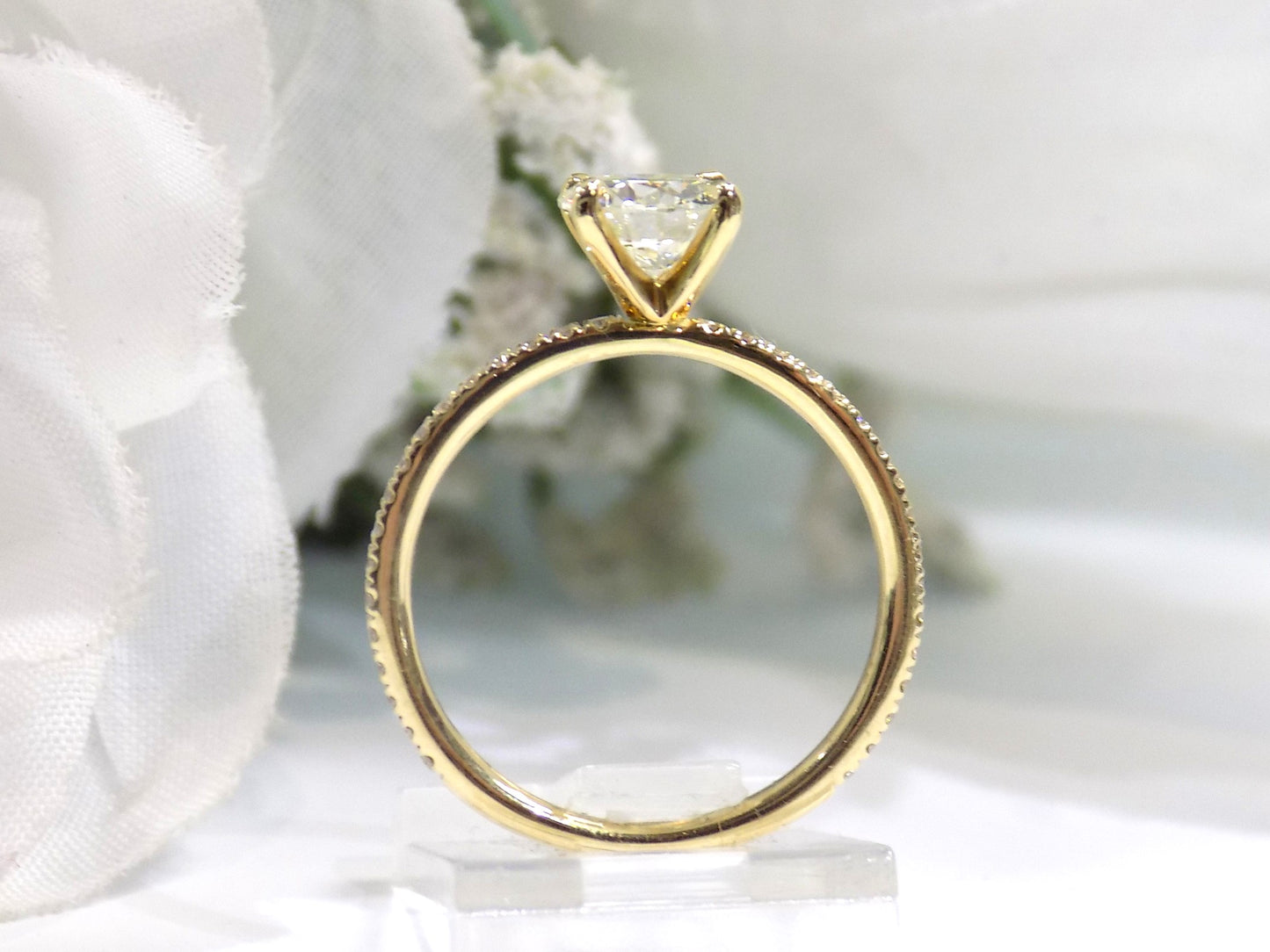 1.25ct TW Natural Round Brilliant Diamond Engagement Ring with a 1.02ct Round Center in 14K Yellow Gold
