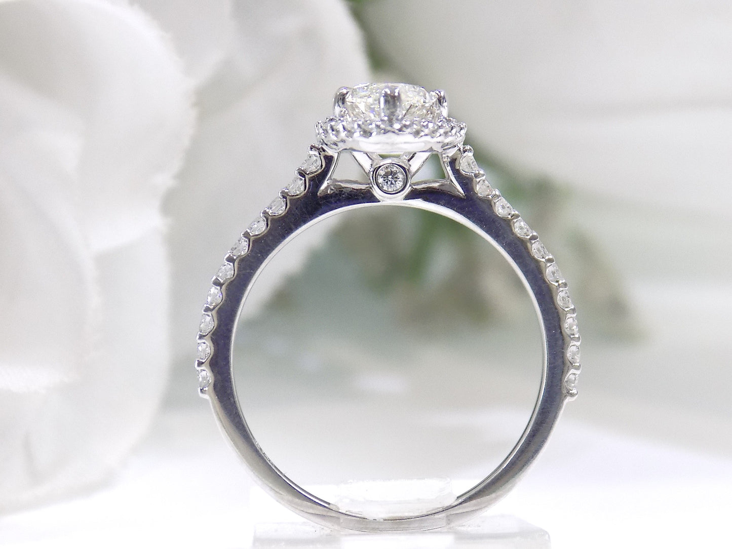 1.37ct TW Halo Style Natural Marquise Shape Diamond Engagement Ring in 14K White Gold - w/ 1.04ct Natural Marquise Shape Center Diamond