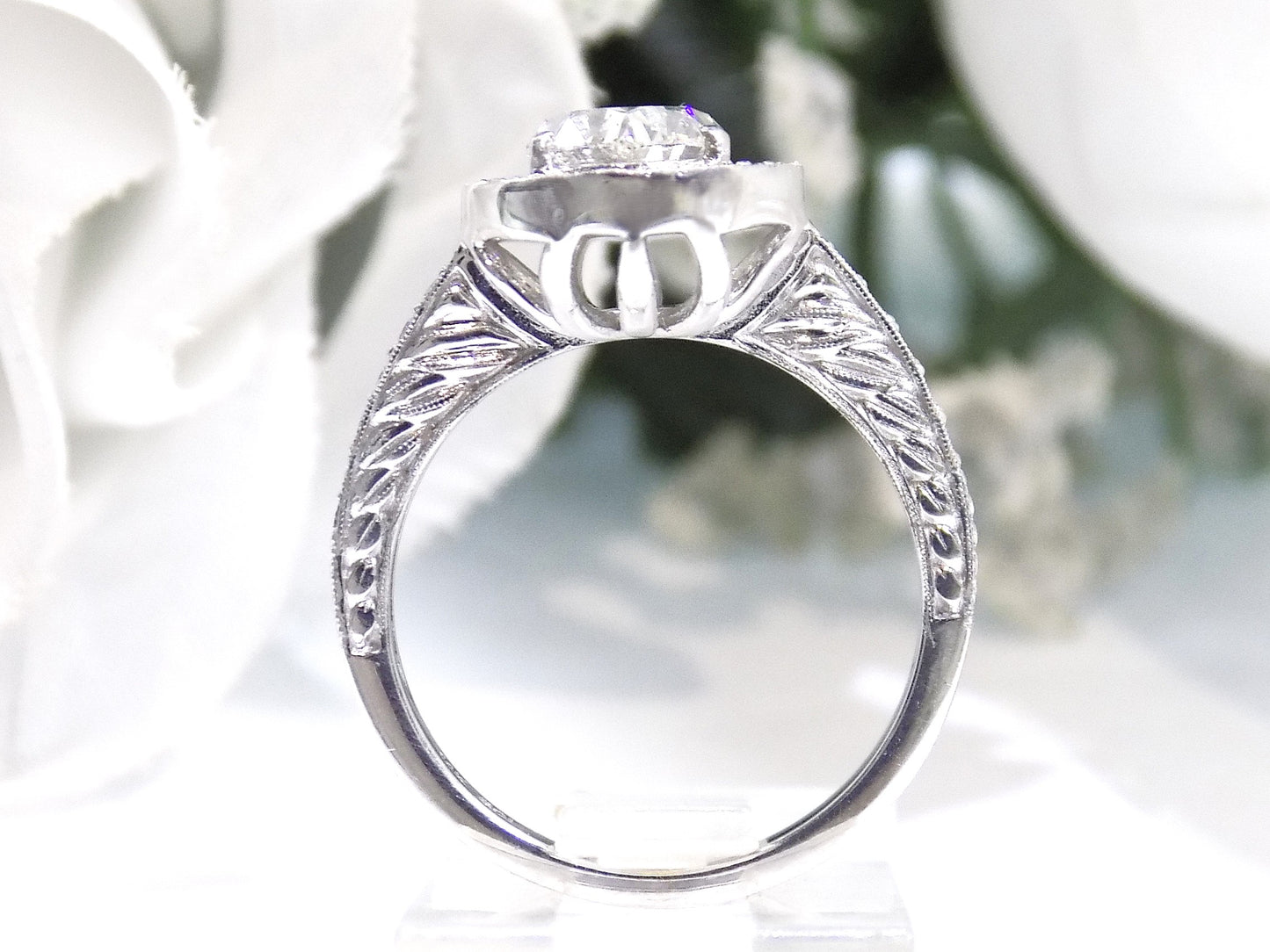 1.84ct Oval Shape Halo Style Natural Diamond Engagement Ring with 1.51ct Oval Center Diamond in 14K White Gold