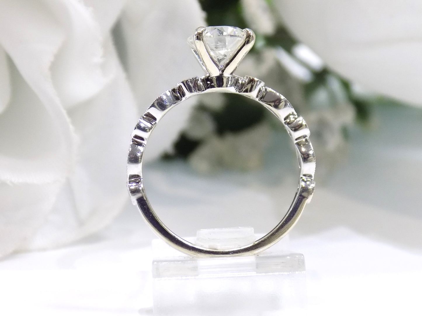 1.72ct TW Natural Round Brilliant Diamond Engagement Ring with a 1.51ct Round Center in 14K White Gold