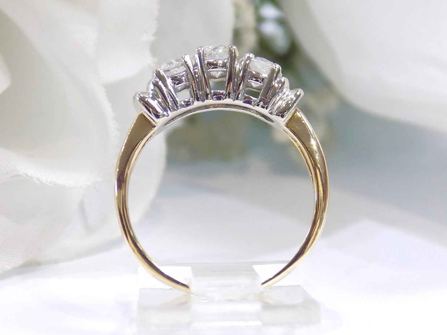 Women's 1.00ct TW Natural 3-Stone Style Natural Round Diamond Ring or Anniversary Ring in 14K Yellow & White 2-Tone Gold