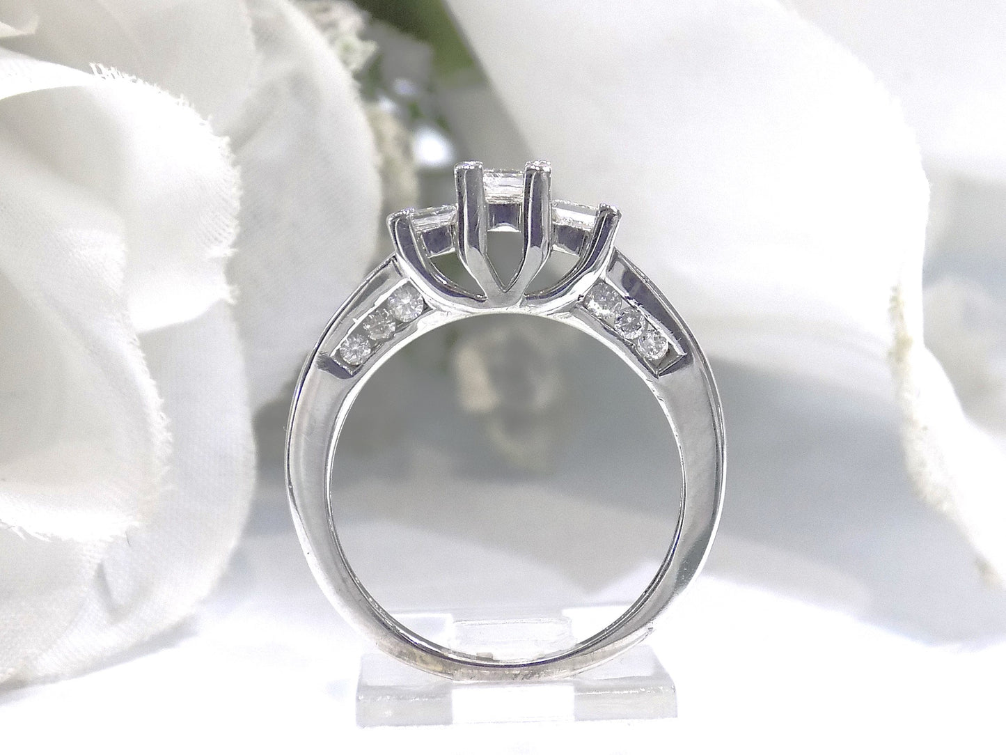 3/4ct TW Natural Princess Cut Diamond 3-Stone Ring in Solid 10K White Gold - Past, Present, Future Ring