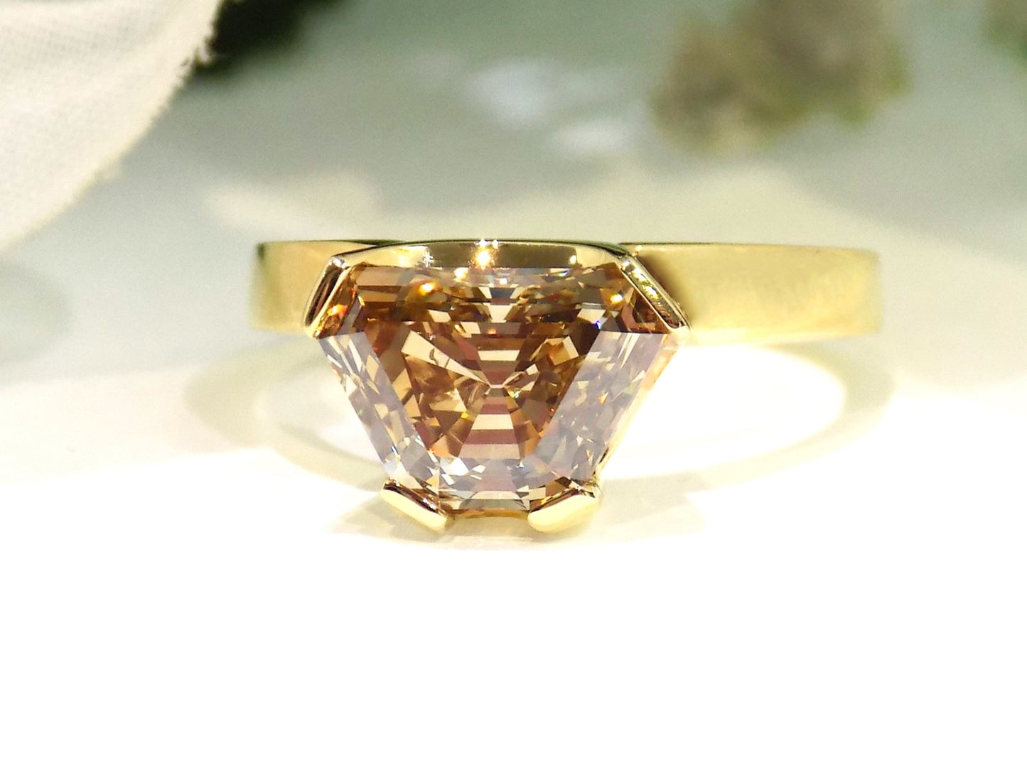 3.05ct Rare Natural GIA Certified Fancy Cognac (Chocolate) Shield Cut Diamond Solitaire in 18K Yellow Gold -