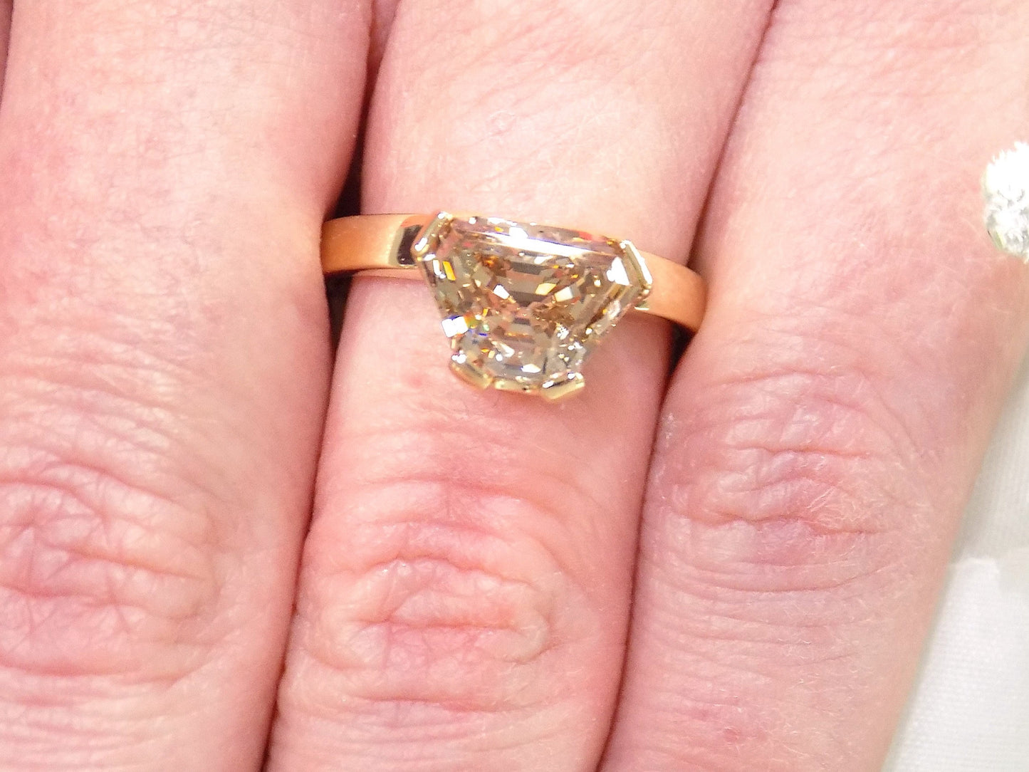 3.05ct Rare Natural GIA Certified Fancy Cognac (Chocolate) Shield Cut Diamond Solitaire in 18K Yellow Gold -