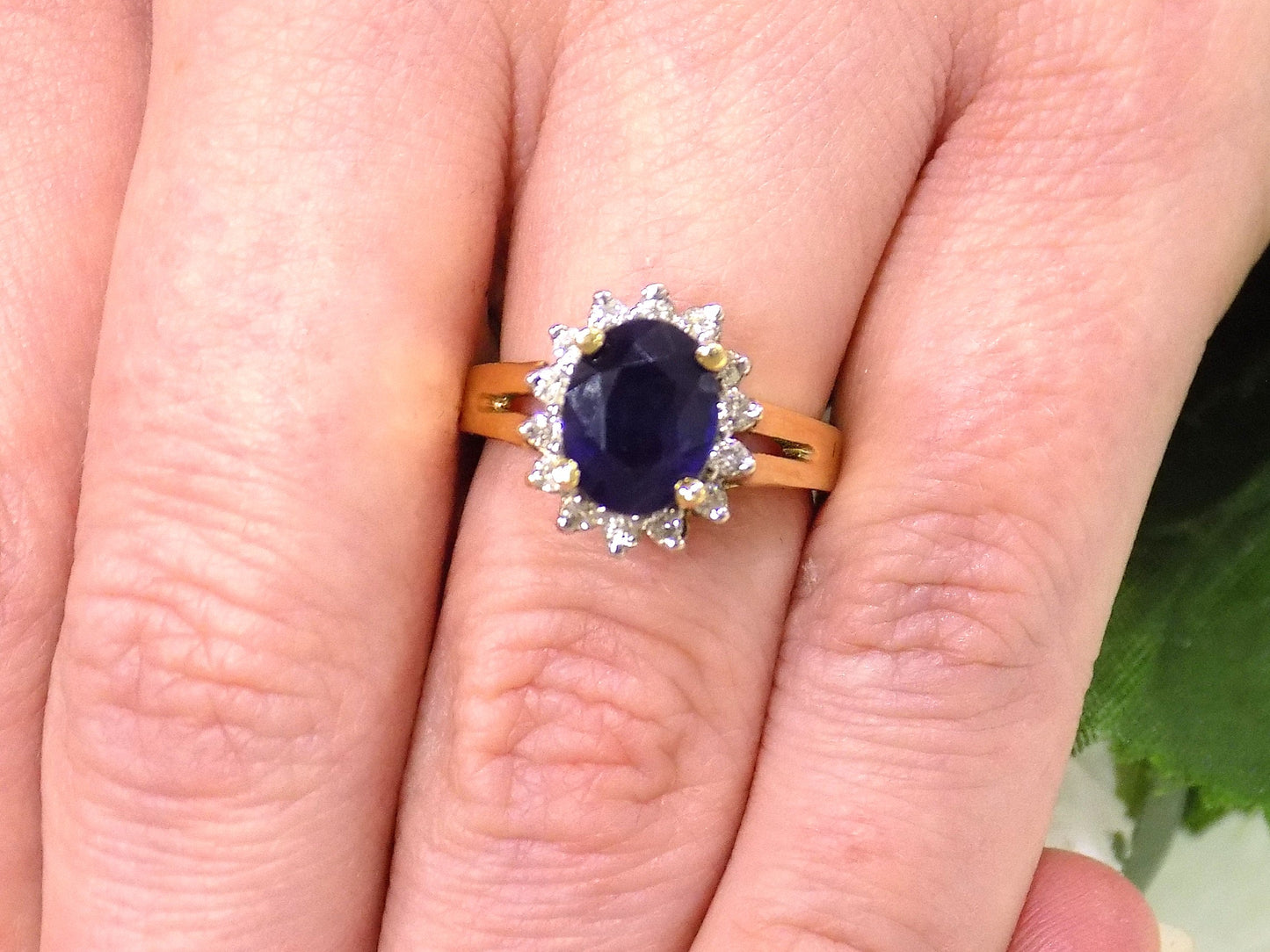 3.50ct TW Genuine LeVian Estate Oval Shape Sapphire & Diamond Ring in 14K Yellow Gold