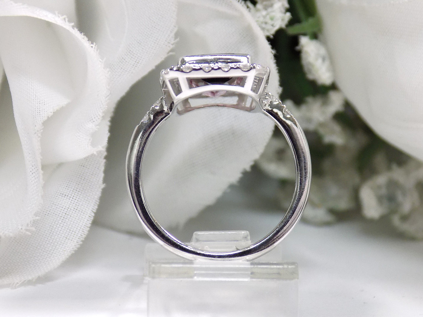 NEW 3.26ct TW Halo Style Natural Bi-Color Tourmaline & Diamond Ring in 14K White Gold - Bluish Green & Pink