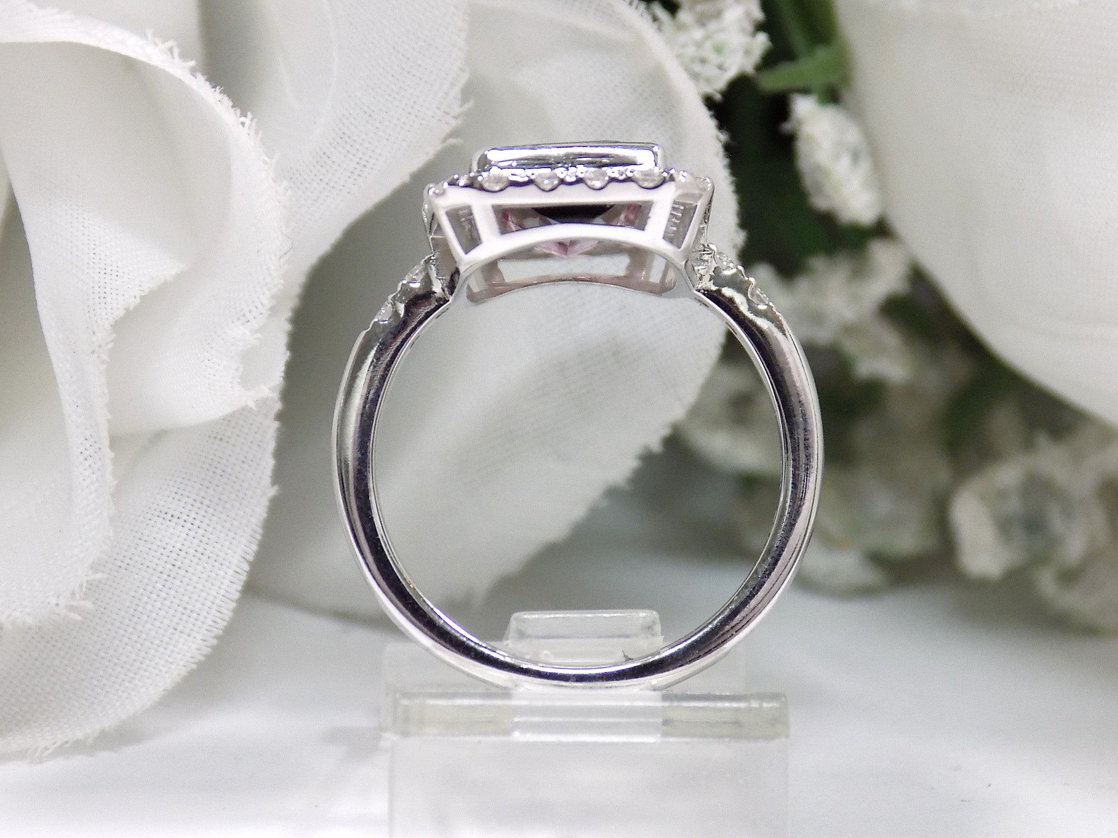 NEW 3.26ct TW Halo Style Natural Bi-Color Tourmaline & Diamond Ring in 14K White Gold - Bluish Green & Pink