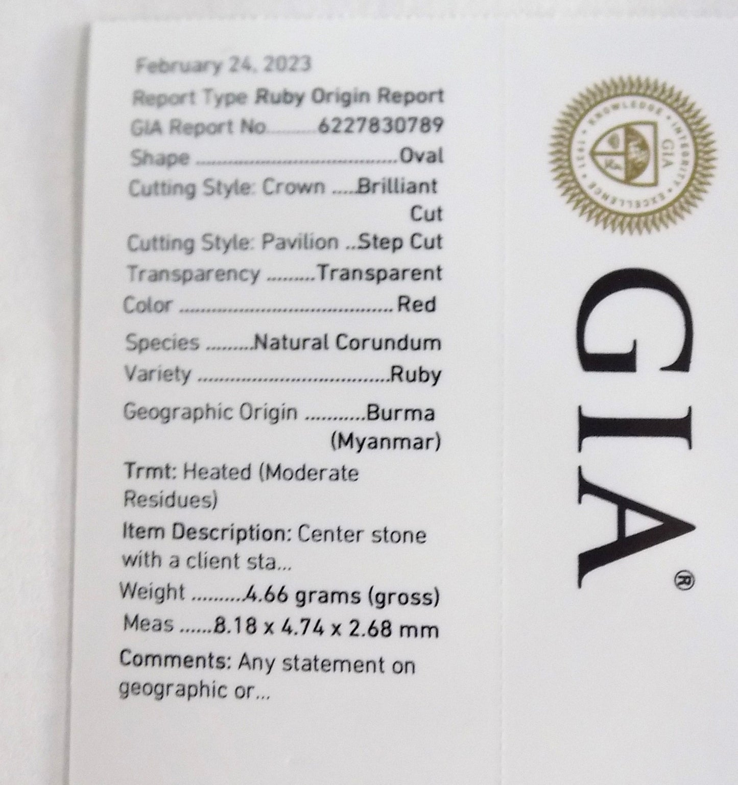 1.46ct Natural & Genuine Oval Burmese Ruby & Diamond Ring in 18K Yellow Gold - GIA Certified Natural Burmese