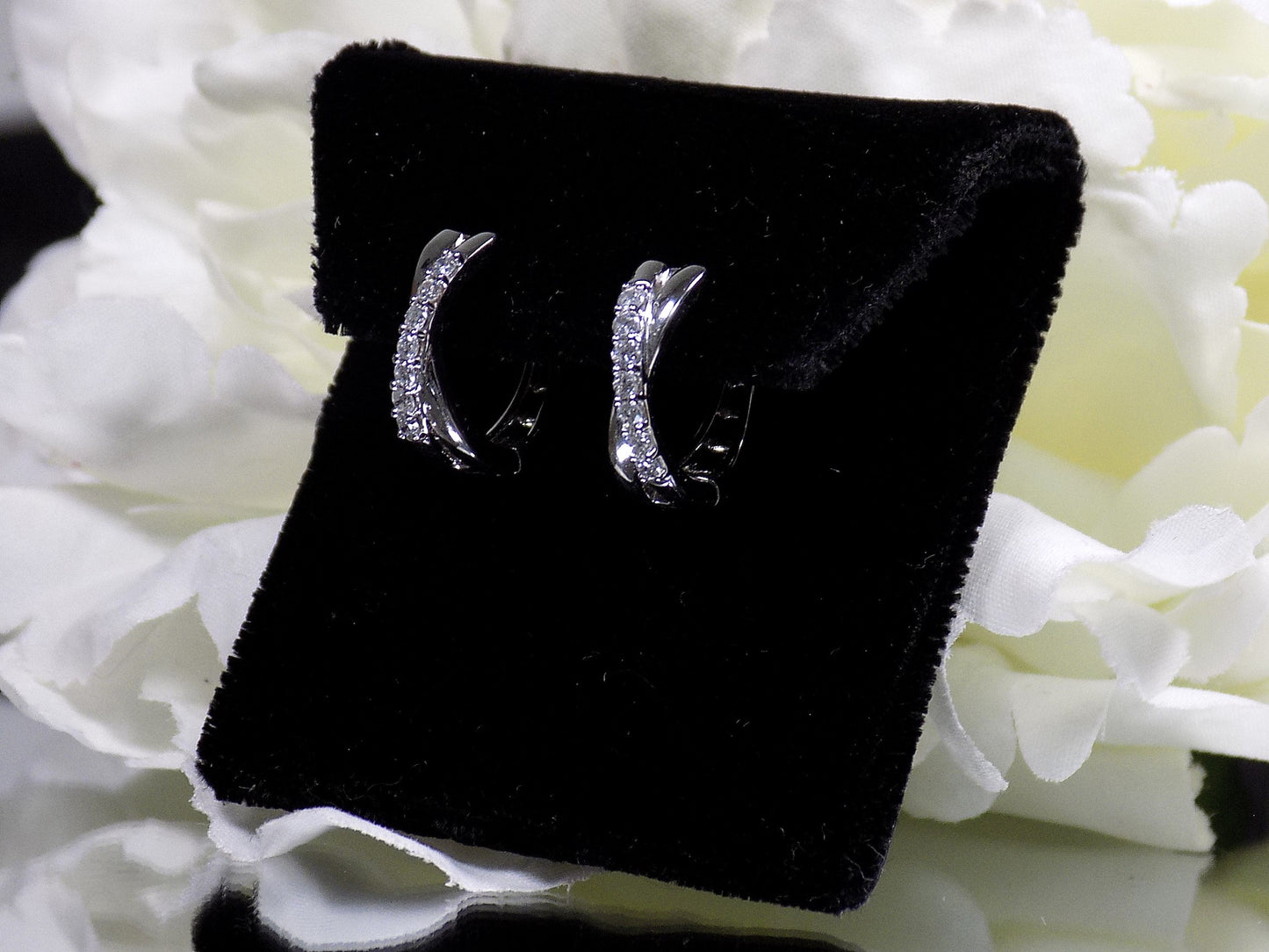 Women's Natural Diamond Criss-Cross Huggie Style Hoop Earrings with .16ct Total Weight