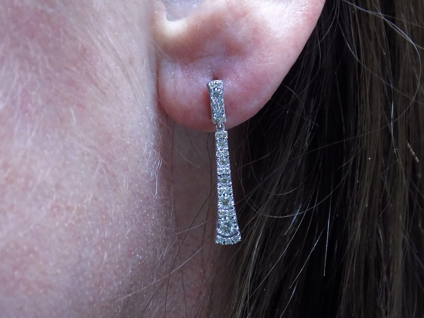 Women's .33ct TW Natural Diamond Dangle / Post Earrings in Solid 10K White Gold