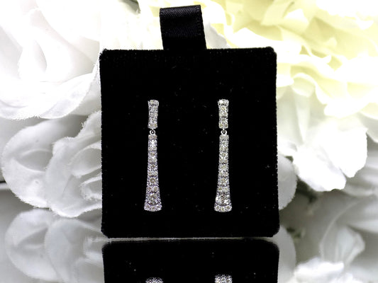Women's .33ct TW Natural Diamond Dangle / Post Earrings in Solid 10K White Gold