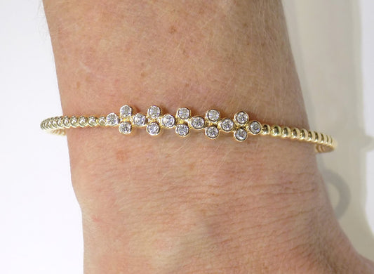 .50ct Natural Diamond Twist Flex Bangle in White or Yellow Gold - Diamond Cuff Bracelet