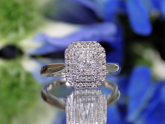 Women's .50ct TW Natural Diamond Cluster or Cocktail Ring in Solid 10K White Gold