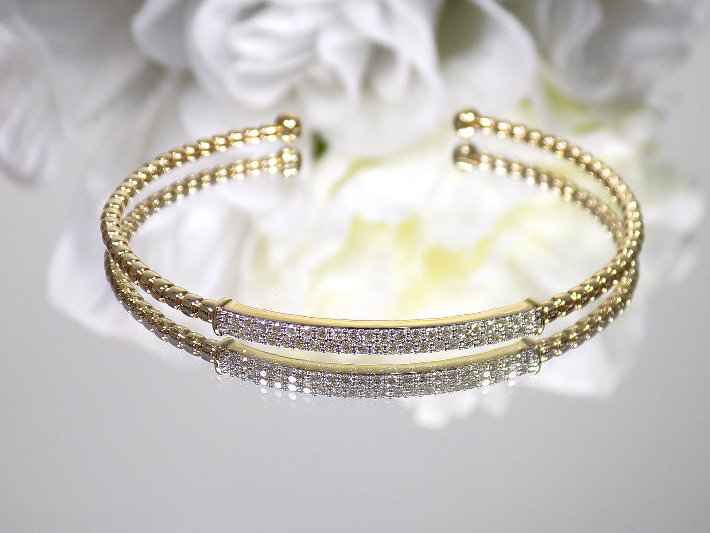 Women's .50ct TW Natural Diamond Twist Flex Bangle in Solid 10K Yellow Gold - Diamond Cuff Bracelet