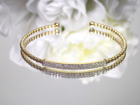 Women's .50ct TW Natural Diamond Twist Flex Bangle in Solid 10K Yellow Gold - Diamond Cuff Bracelet