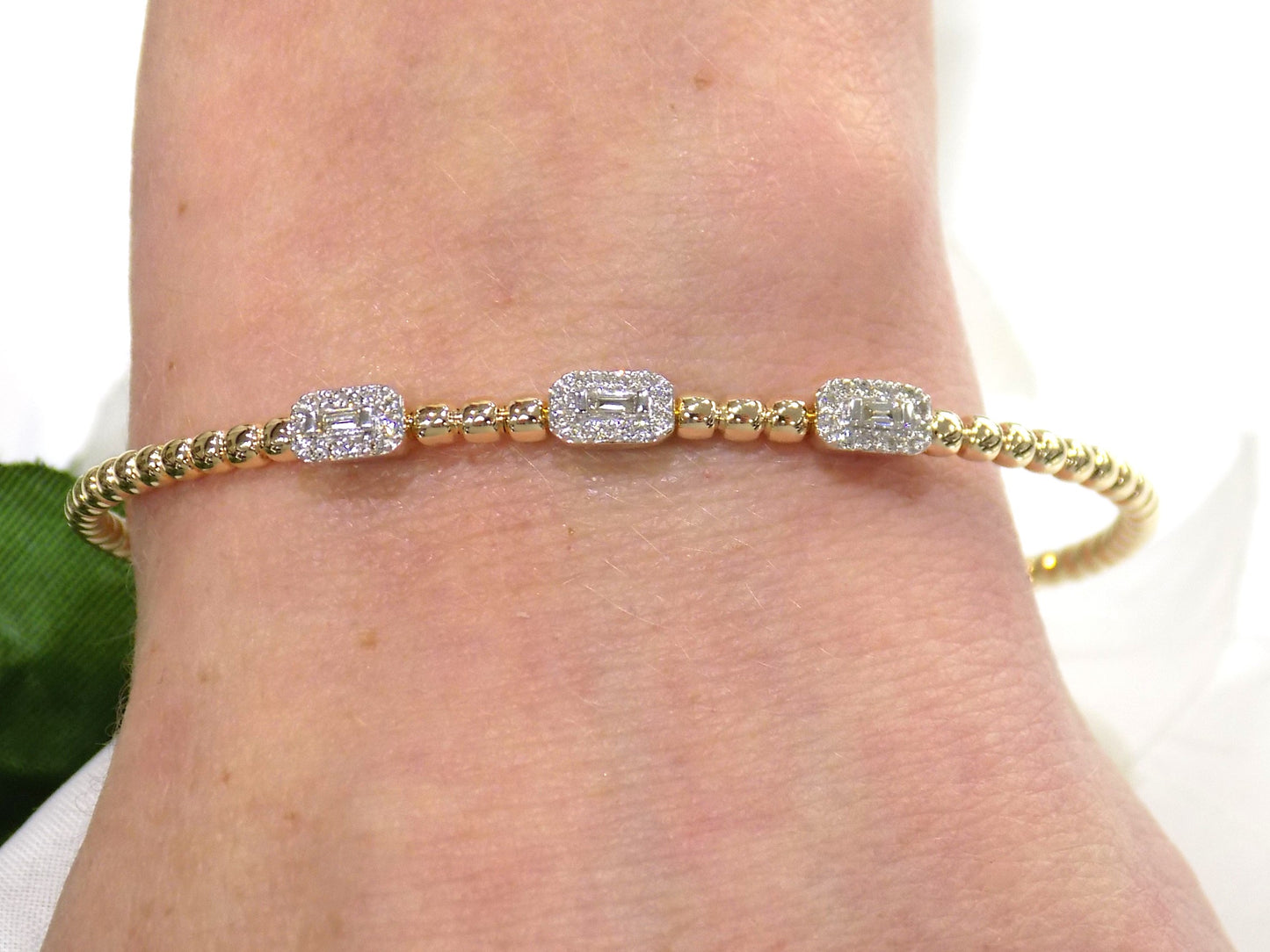 Women's .25ct TW Natural Diamond Twist Flex Bangle in 10K Yellow Gold - Diamond Cuff Bracelet