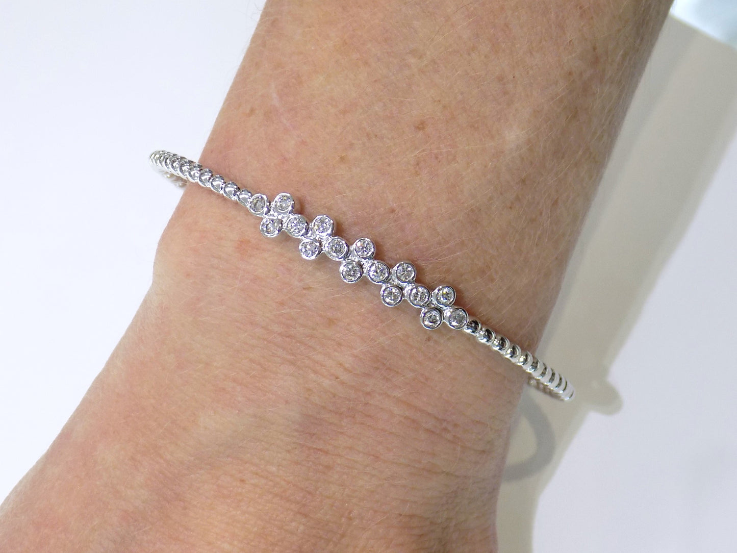 .50ct Natural Diamond Twist Flex Bangle in White or Yellow Gold - Diamond Cuff Bracelet