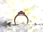 Women's EFFY 1.00ct TW Natural Oval Shape Ruby with Chocolate & White Diamond Ring in Solid 14K Rose Gold