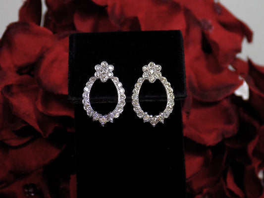 Women's 1.00ct TW Victorian Style Natural Diamond Post Earrings in Solid 14K White Gold - NEW