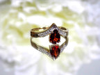 ESTATE Women's .82ct TW Natural Garnet & Diamond Ring in Solid 10K Yellow Gold
