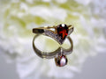 ESTATE Women's .82ct TW Natural Garnet & Diamond Ring in Solid 10K Yellow Gold