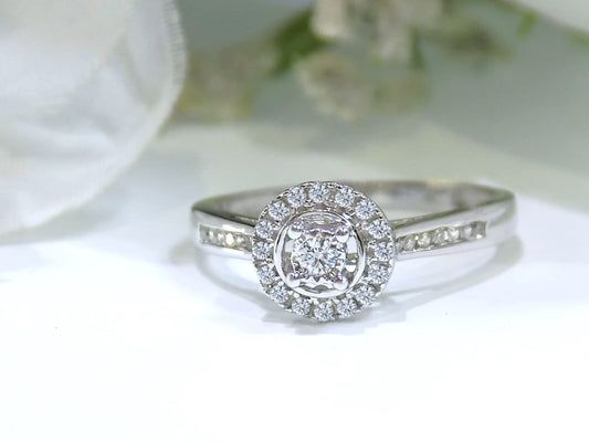 Women's .21ct TW Natural Round Diamond Engagement or Promise Ring in 14K White Gold