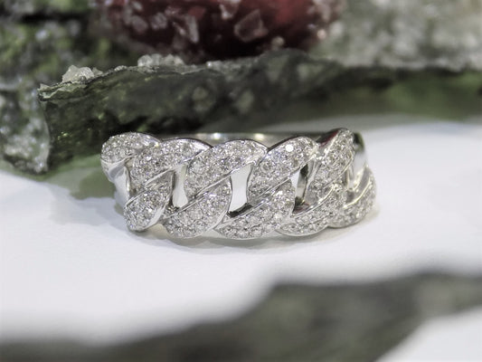 Women's .50ct TW Natural Diamond Band - Link Style Pave' Set in 14K White Gold