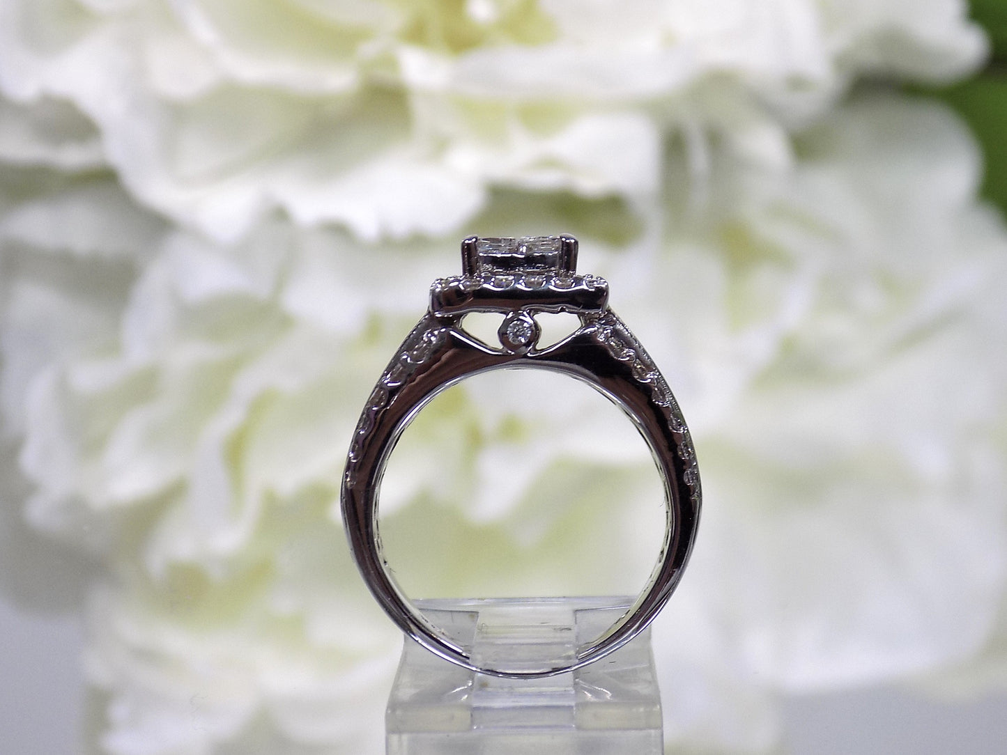 Women's 2ct TW Natural Princess Cut, Baguette & Round Diamond Ring in Solid 14K White Gold