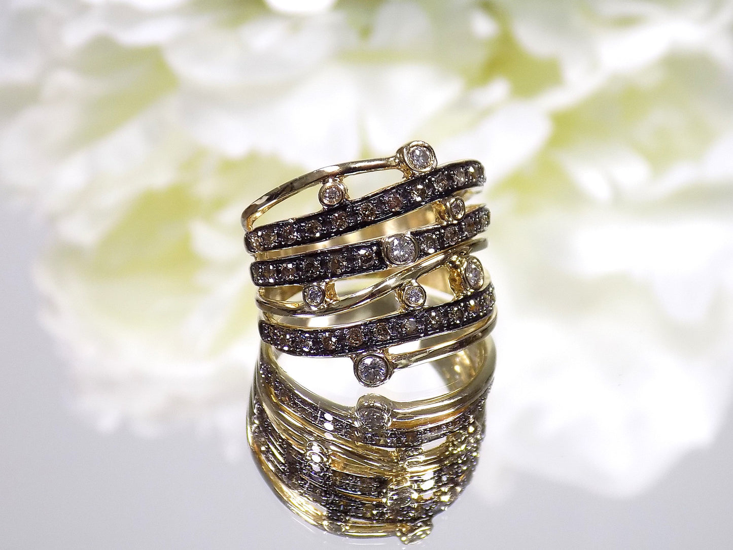 Estate Genuine LeVian Wide Natural Chocolate and White Diamond Band .80ct TW - Like NEW Condition