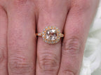 Women's 2.24ct Natural Cushion Cut Morganite & Diamond Ring in 14K ROSE Gold - Halo Style