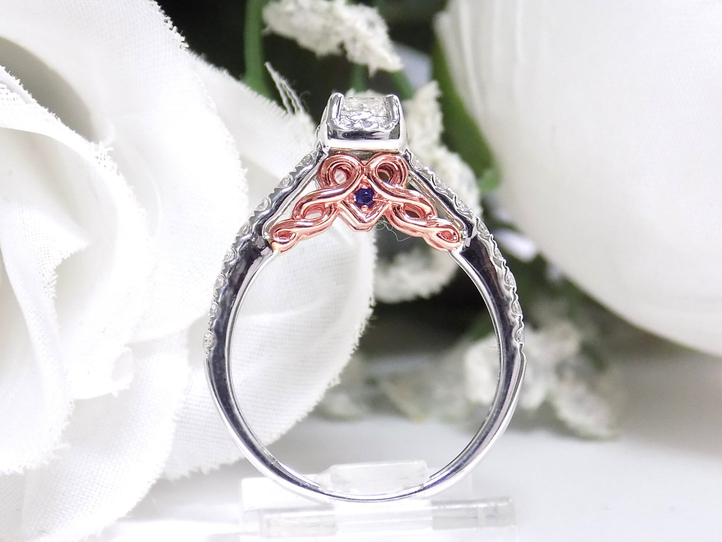 Women's .88ct TW 2-Piece Halo Natural Princess Cut Diamond Wedding Set with Engagement Ring plus Matching Band in 14K White Gold