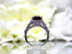 Women's 3.95ct TW Natural Emerald Cut Rhodalite Garnet Ring with Natural Diamond Accents in 14K White Gold