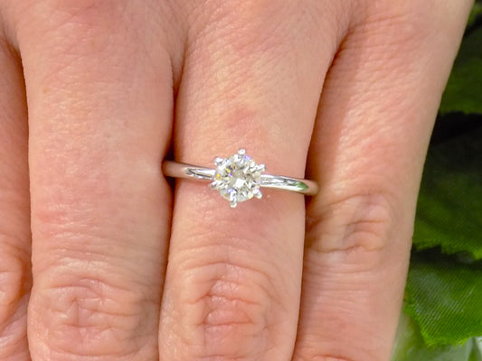 Women's .60ct Natural High Quality Round Brilliant Diamond Solitaire 6-Prong in 14K White Gold