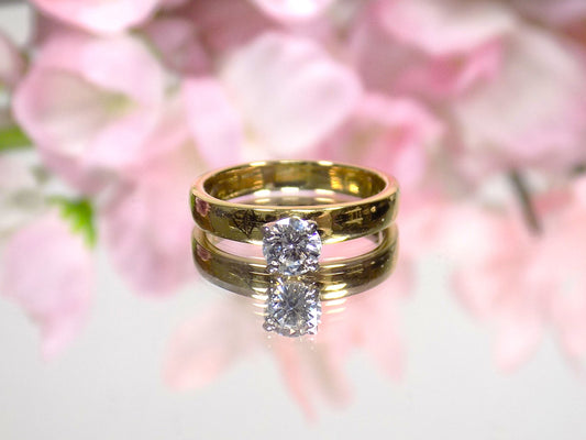 Women's .45ct Natural Round Brilliant Diamond Solitaire Engagement Ring in Solid 18K Yellow Gold