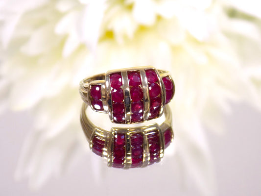 2ct TW Estate Channel Set Genuine Round Ruby Ring in 10K Yellow Gold - Estate Collection - Like New