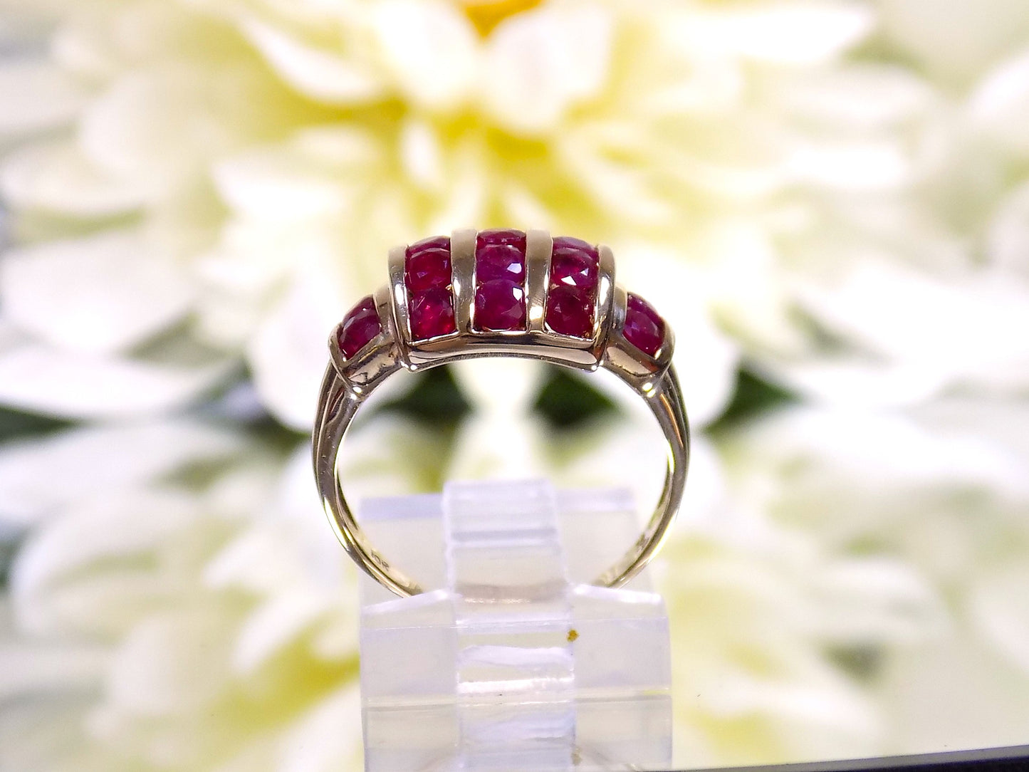 2ct TW Estate Channel Set Genuine Round Ruby Ring in 10K Yellow Gold - Estate Collection - Like New