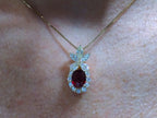 Women's 3.80ct Natural Oval Shape Ruby & Diamond Pendant or Necklace in Solid 14K Yellow Gold