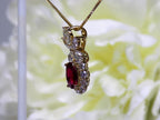 Women's 3.80ct Natural Oval Shape Ruby & Diamond Pendant or Necklace in Solid 14K Yellow Gold