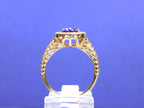 Women's 1.80ct TW Halo Style Genuine Natural Oval Shape Sapphire & Diamond Ring in 14K Yellow Gold