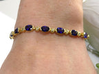 Women's 10.0ct TW Genuine Natural Blue Sapphire & Diamond Bracelet in Solid 14K Yellow Gold 7"
