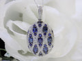 Women's 2.35ct TW Natural Blue Sapphire & Diamond Pendant or Necklace in Solid 18K White Gold