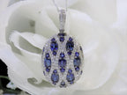 Women's 2.35ct TW Natural Blue Sapphire & Diamond Pendant or Necklace in Solid 18K White Gold